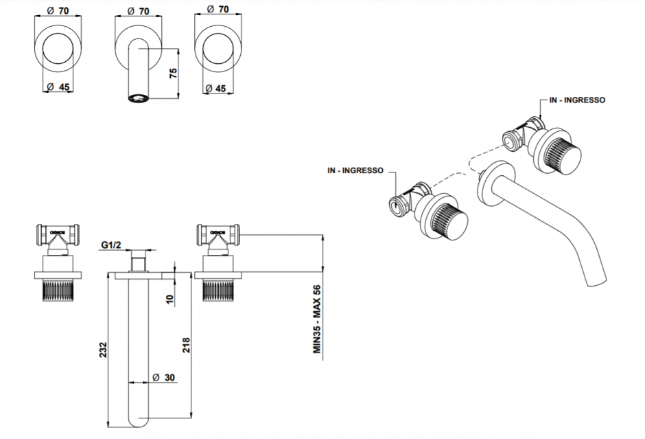 Смеситель для раковины Bongio TIME 2020 T&L 71540 ФОТО