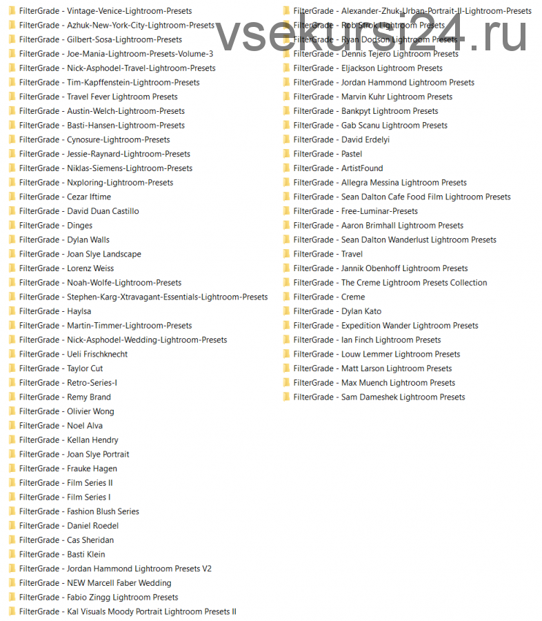 [Filtergrade] Коллекция пресетов Lightroom различных авторов, 71 пак, 2017-2018гг