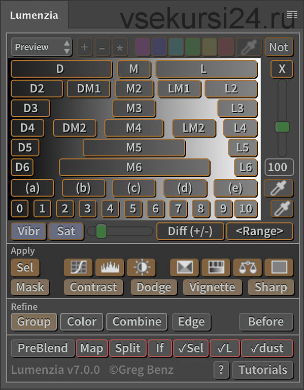 [Greg Benz Photography] Панель для работы с цветом и свето-теневыми масками Lumenzia v7, Ps