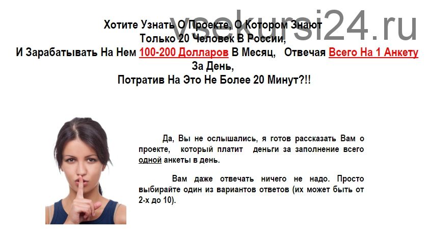 Как зарабатывать ежемесячно по 200 долларов, ответив за 20 минут на одну анкету (Владимир Смирнов)