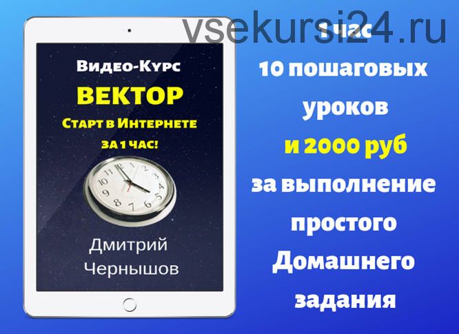 Вектор. Пошаговый видео-курс с бонусом 2000 рублей. Пакет «Самостоятельный» (Дмитрий Чернышов)