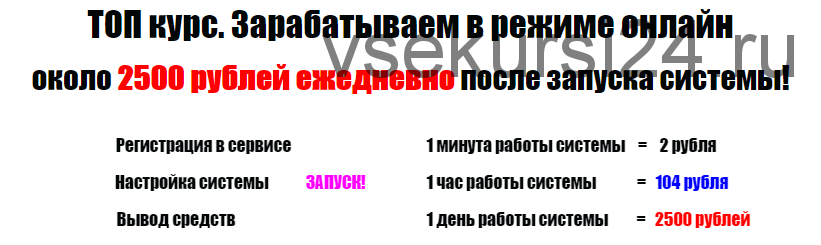 Зарабатываем в режиме онлайн около 2500 рублей ежедневно после запуска системы