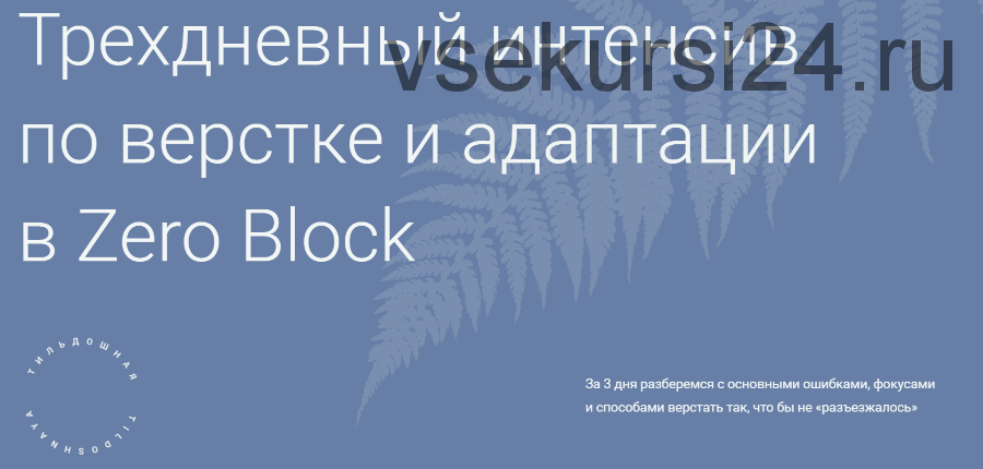 [Tildoshnaya] Трехдневный интенсив по верстке и адаптации в Zero Block на Tilda (Максим Ширко)