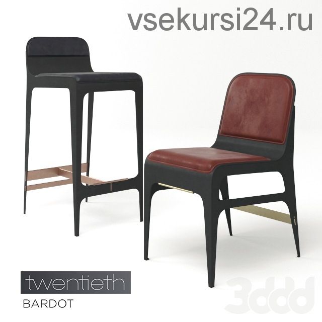 [3ddd] Bardot barstool and chair - 3dsMax 2014 + fbx/ Corona (diego3dq)