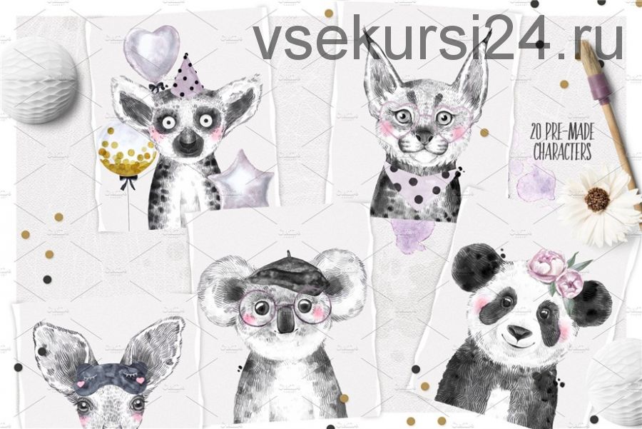 [Creative Market] Набор графики Animal babies bundle (Natali Smolova)