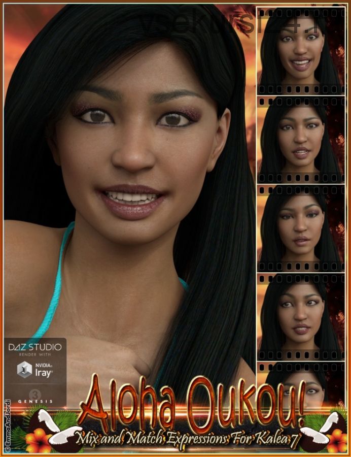 [Daz3D] Aloha Oukou Mix and Match Expressions for Kalea 7 and Genesis 3 Females (EmmaAndJordi)