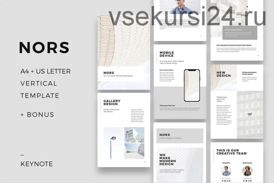 [PixaSquare] Вертикальный шаблон презентации Nors / Nors A4 Vertical Keynote