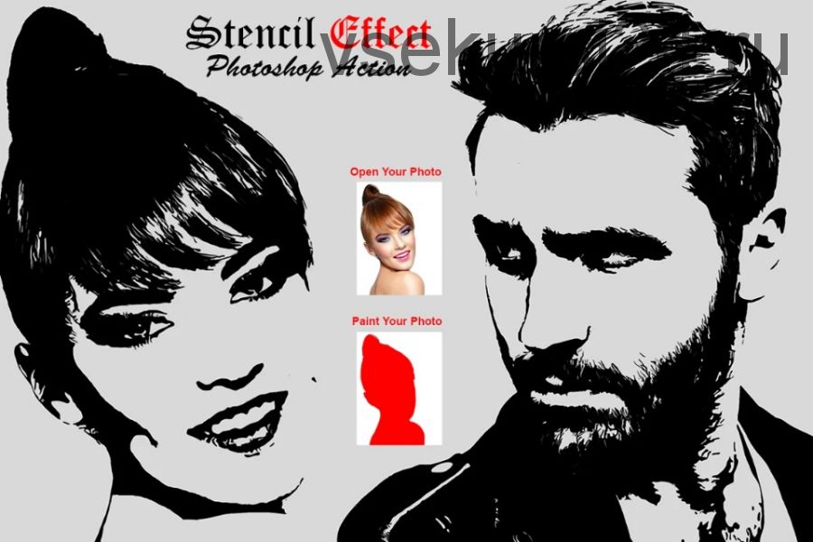 [Studio Retouch] Stencil Effect Photoshop Action