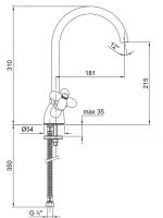 Двухвентильный смеситель Fantini I balocchi с поворотным изливом 0550F схема 2