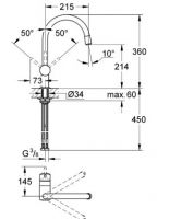 Смеситель для кухни Grohe Minta с выдвижным изливом 3291800E схема 2