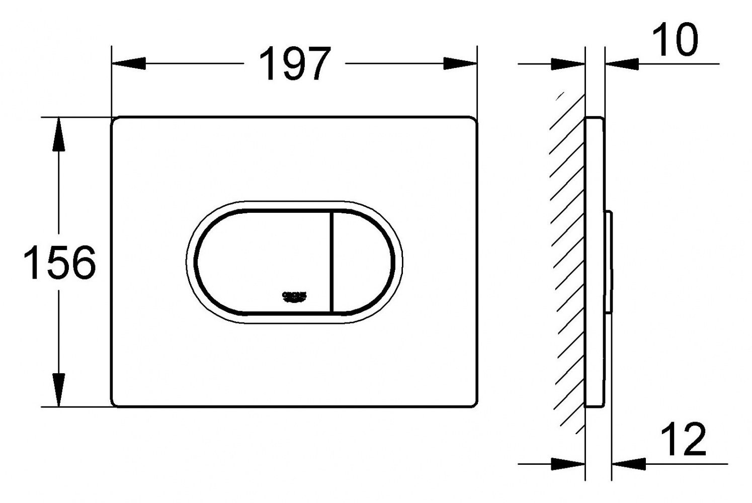 Клавиша смыва Grohe для инсталляции унитаза 38858SH0 схема 3