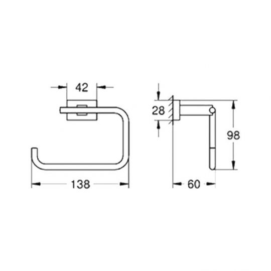 Держатель для туалетной бумаги Grohe Essentials Cube без крышки 40507001 схема 2