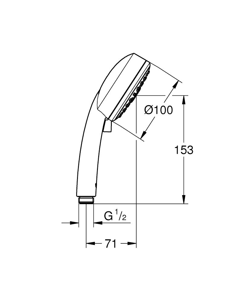 Лейка душевая Grohe New Tempesta Cosmopolitan 100 III с ограничителем расхода воды 27574002 схема 2