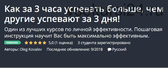 [Udemy] Как за 3 часа успевать больше, чем другие успевают за 3 дня