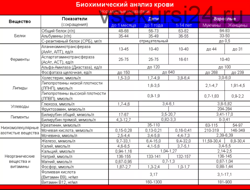 Интерпретация анализов (ОАК, биохимия, гормоны) (Елена Колотилкина)