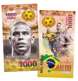 1000 Reais (реалов) Бразилия - Роналдо. Легенды футбола (Ronaldo Luís Nazário de Lima. Brasil). UNC Oz Ali ЯМ