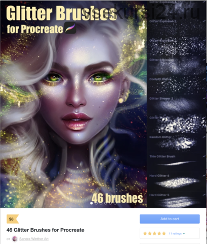 46 Glitter Brushes for Procreate / 46 Глиттер Кистей (Sandra Winther)