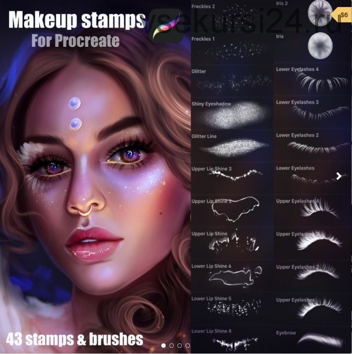 Кисти Procreate для рисования портрета / Makeup and Facial Stamps for Procreate (Sandra Winter Art)