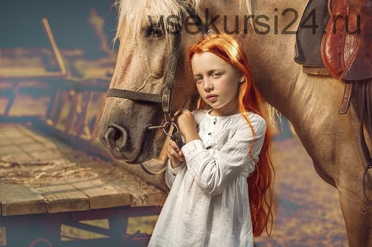 Рыжая девочка / Red haired girl with horse (Дмитрий Усанин) на английском языке