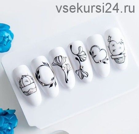 [ParisNail] Флористика + Тонкие линии + Батик (Юлия Кузнецова)