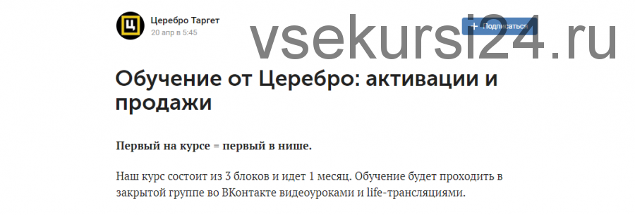 [Церебро Таргет] Активации и продажи