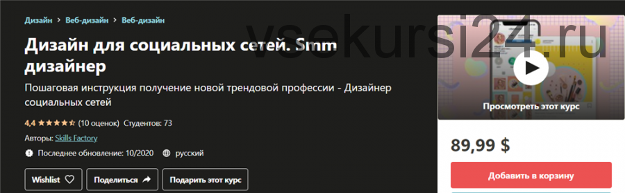 [Udemy] Дизайн для социальных сетей. Smm дизайнер (Skills Factory)