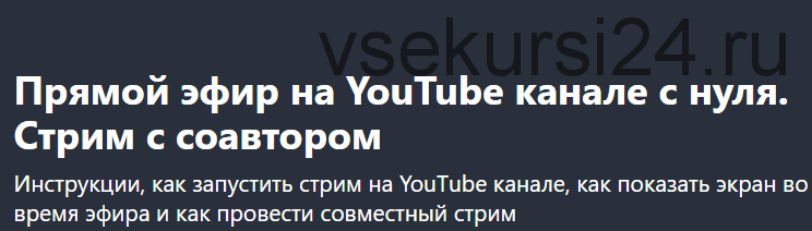 [Udemy] Прямой эфир на YouTube канале с нуля. Стрим с соавтором (Alex Nekrashevich)