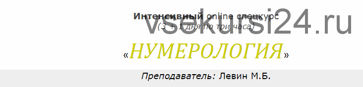 Интенсивный online спецкурс «Нумерология» июнь 2020 (Михаил Левин)