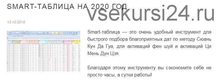 Smart - таблица на 2020 год (Виктория Байкова)