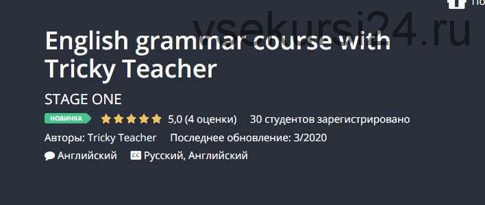 [Udemy] Курс грамматики английского с Tricky Teacher (Tricky Teacher)