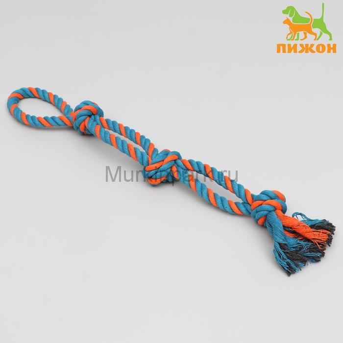 Игрушка-дразнилка канатная для собак, двойная, 50 см, 140 г, микс цветов