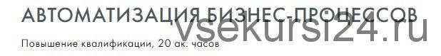 [Русская школа управления] Автоматизация бизнес-процессов (Ирина Гритчина, Игорь Алешин)