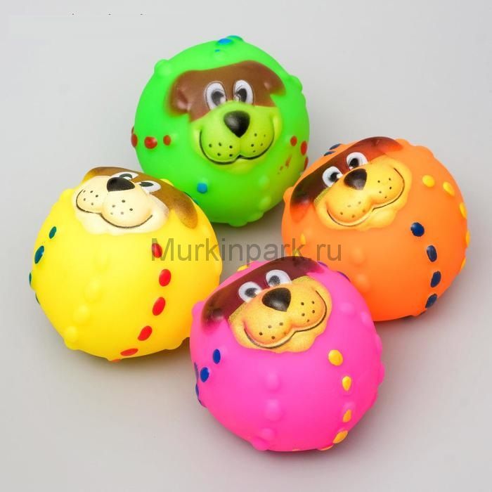 Игрушка пищащая "Мяч Джим"для собак, 6 см, микс