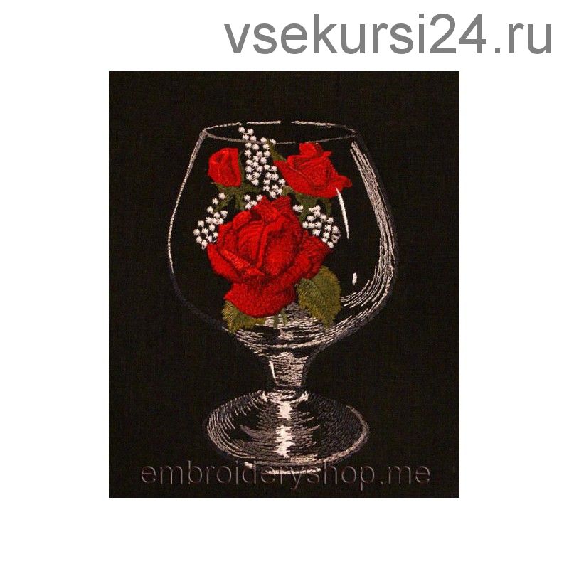 Дизайн машинной вышивки 'Бокал с розами' art0002 [Embroideryshop]