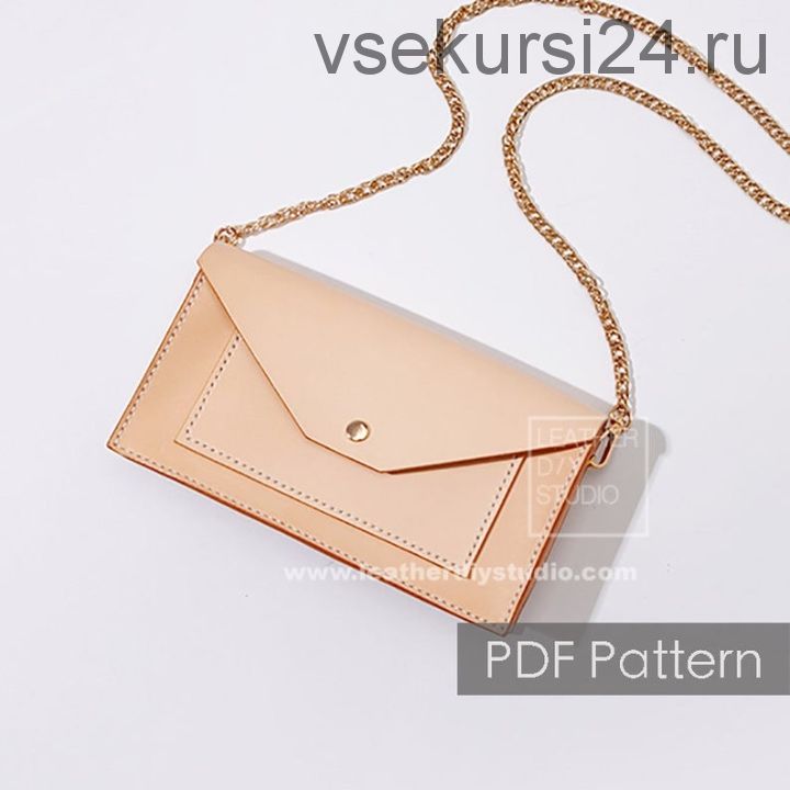 Кожаная сумочка на цепочке, модель «Crossbody №38» (LeatherDIYStudio)