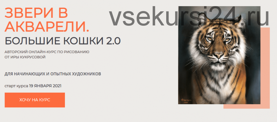 Звери в акварели. Большие кошки-2. Тариф «Только теория» (Ирина Кукрусова)