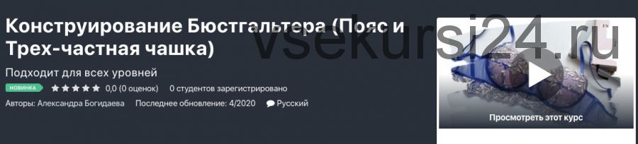 [Udemy] Конструирование бюстгальтера пояс и трех-частная чашка (Александра Богидаева)