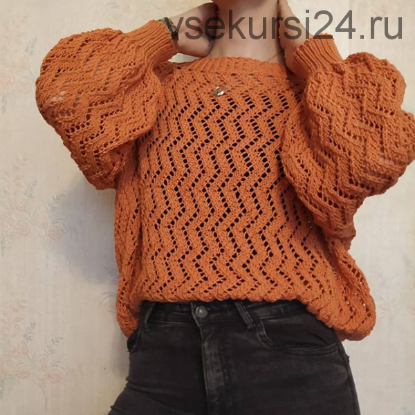 Оранжевый джемпер Зигзаг (myknittingworld__moscow)
