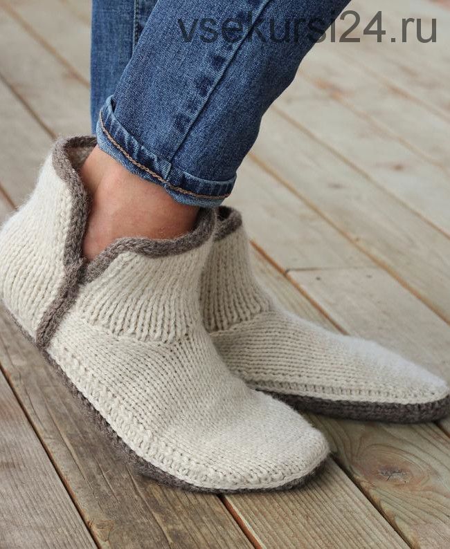 Вязаные спицами тапки Modern Mocs (Bekah knits)