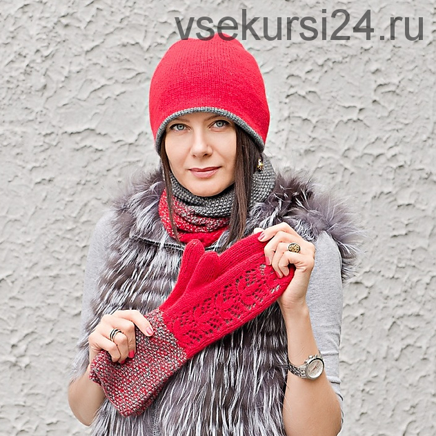 Вязаные варежки, шапка, снуд Fish mittens, hat and scarf (Lana Bakaeva)