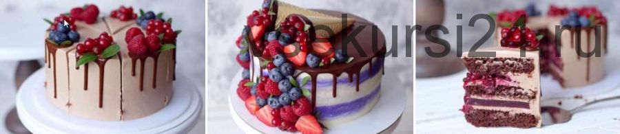 Шоколадный торт с вишней + шоколадные бисквиты с начинкой [nezabudka_cake]