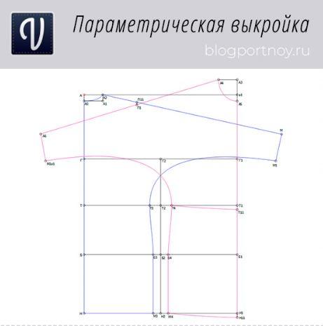 Выкройка - основа с рукавом летучая мышь (Ольга Маризина)