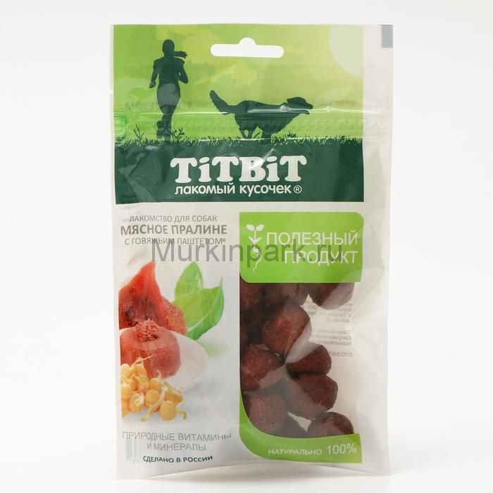 Лакомство TiTBiT для собак, пралине мясное, говяжий паштет, 85 г
