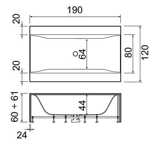 Ванна прямоугольная Hafro Sensual  отдельностоящая 2SNA1N2 190х120 схема 3