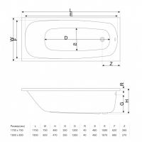 Акриловая ванна Excellent Layla без гидромассажа WAEX.LAY18WH 180x80 схема 4