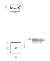 Квадратная раковина GSI Nubes накладная 903811 38х38 схема 3