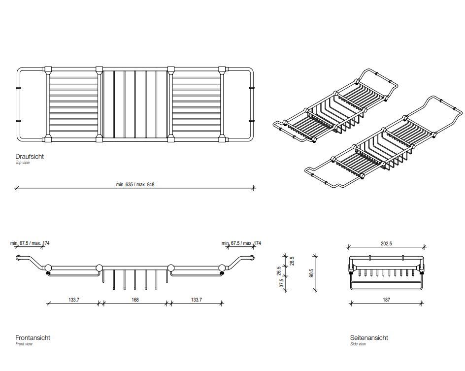 Хромированная полка Decor Walther DW для ванной комнаты 845100 схема 2