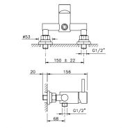 Однорычажный смеситель для душа Nicolazzi Olympus настенный монтаж 3705OS схема 2