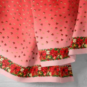 Хлопок - Бордюр пуансеттия на красном 25*75 limit