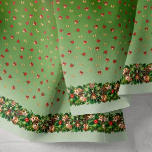 Хлопок - Бордюр пуансеттия на зеленом 25*75  limit